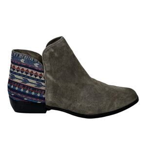 Sbicca Women's Circa Boots 7.5 Tapestry Southwestern Bootie Western Suede Grey